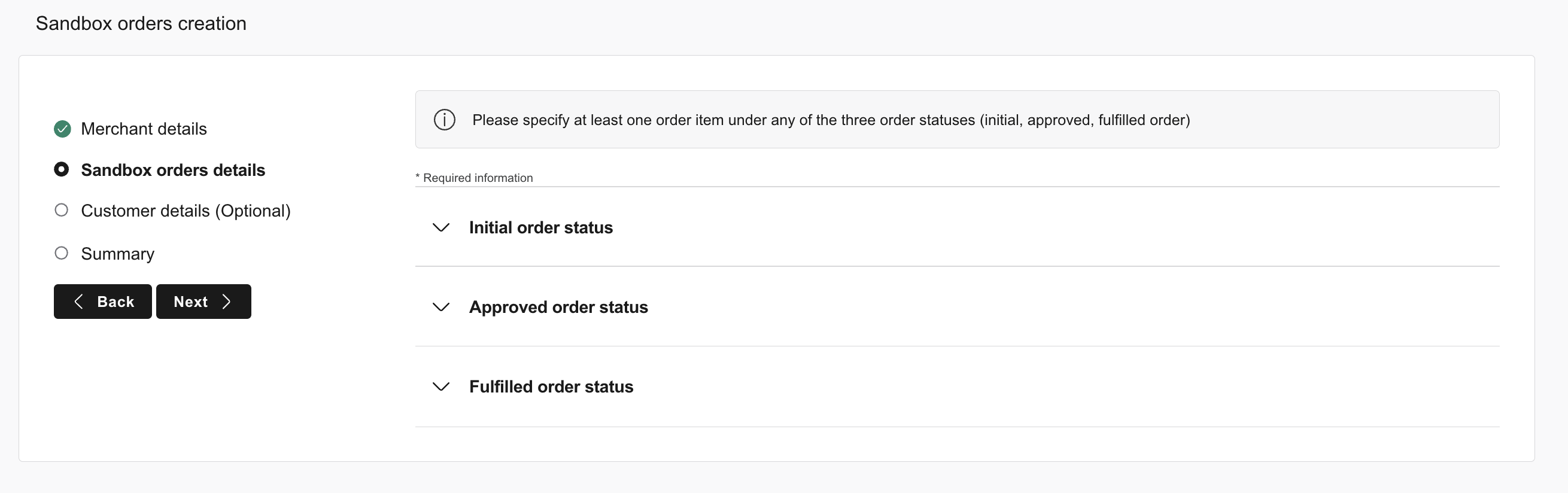 Order Status Selection